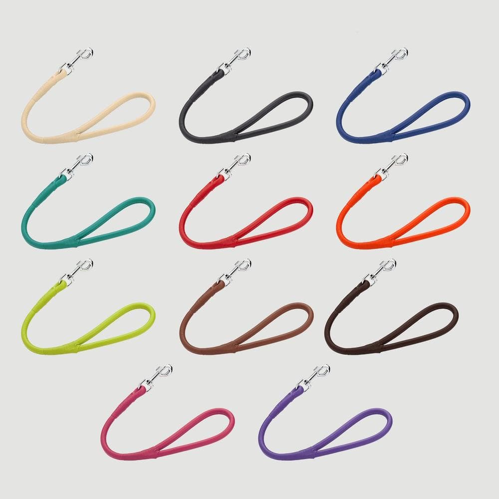 Dogline Soft Leather Round Traffic Lead L22" X W1/2", Teal - 1 Count