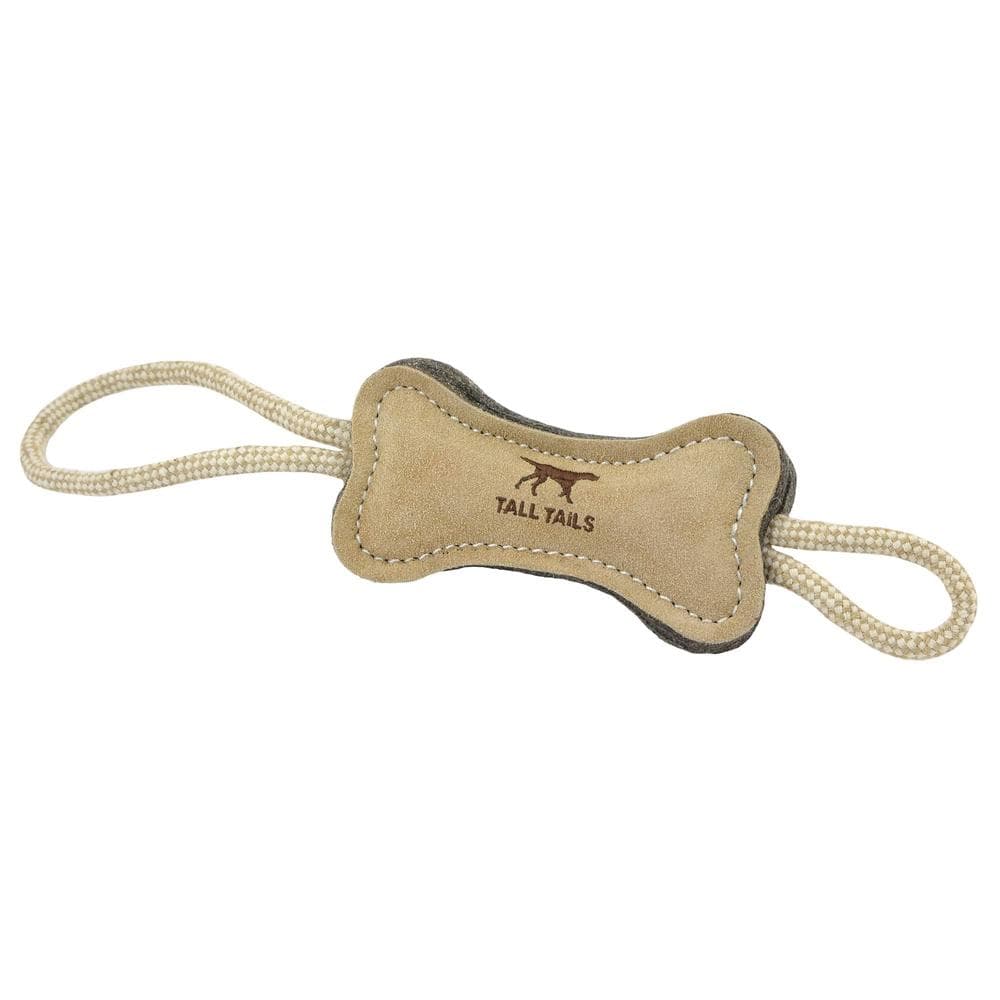 Tall Tails Dog Toy Natural Leather & Wool Bone Tug 16" 1 Count