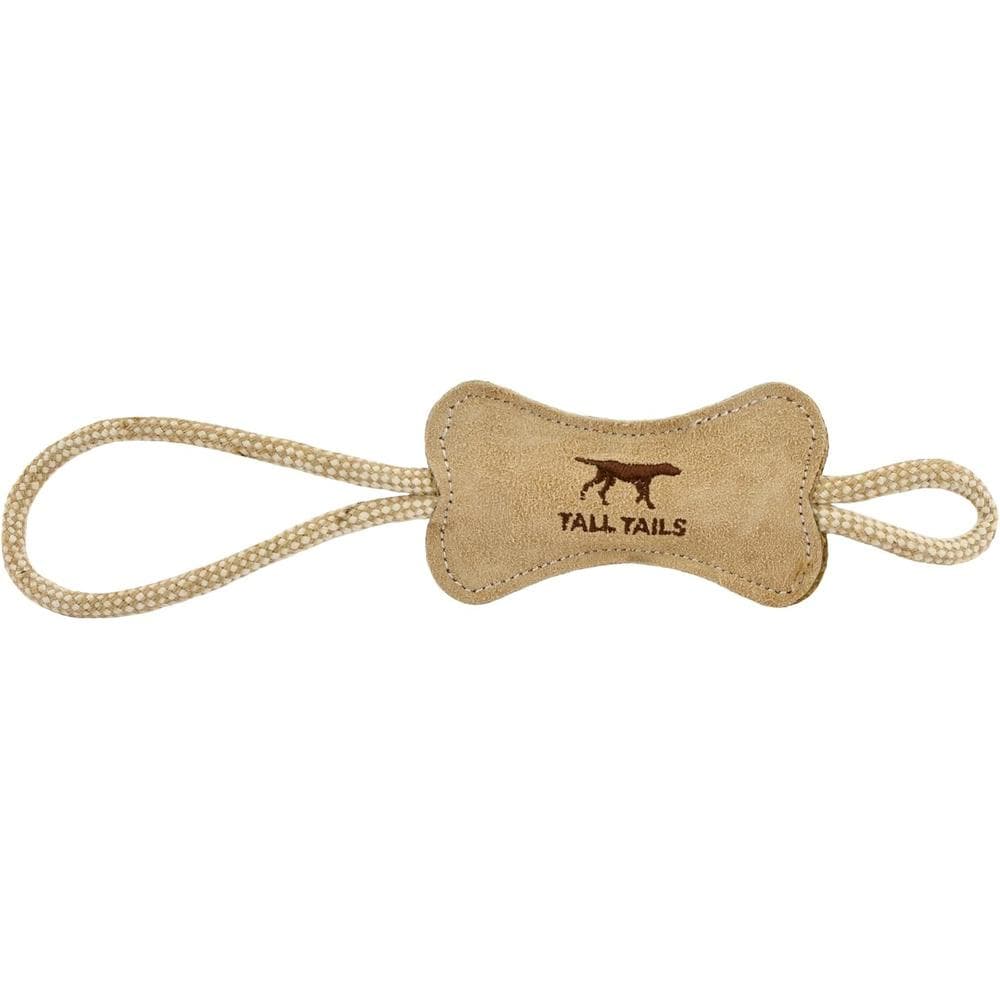 Tall Tails Dog Toy Natural Leather & Wool Bone Tug 12" 1 Count
