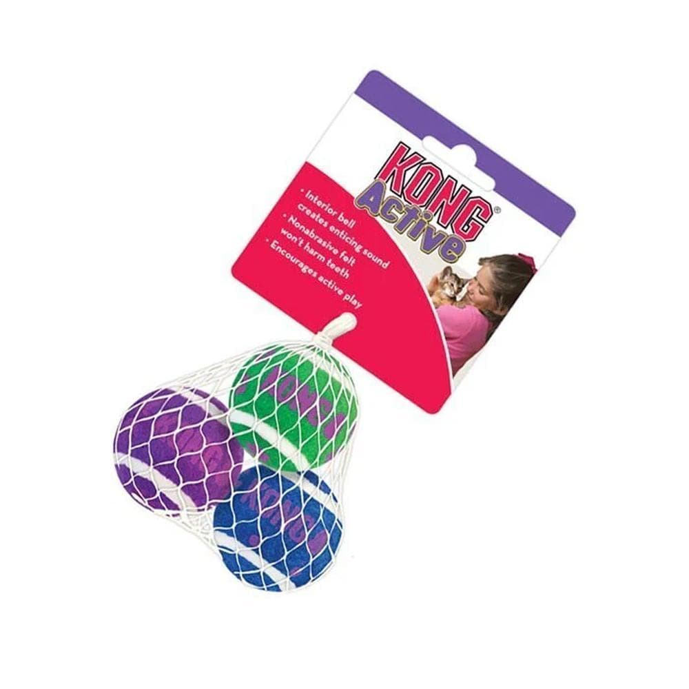 KONG Cat Toy Active Tennis Balls with Bells Regular 1 Count