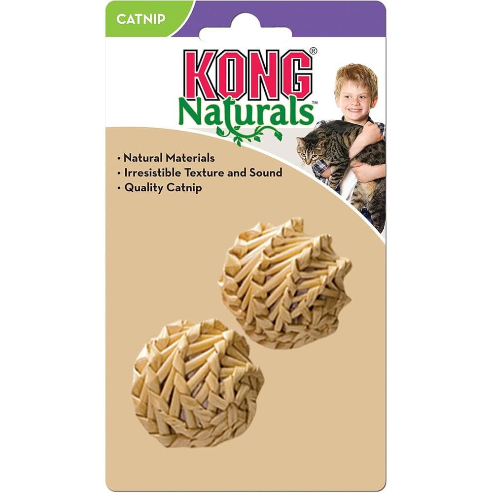 KONG Natural Straw Ball Catnip Toy Beige One Size 2 Count