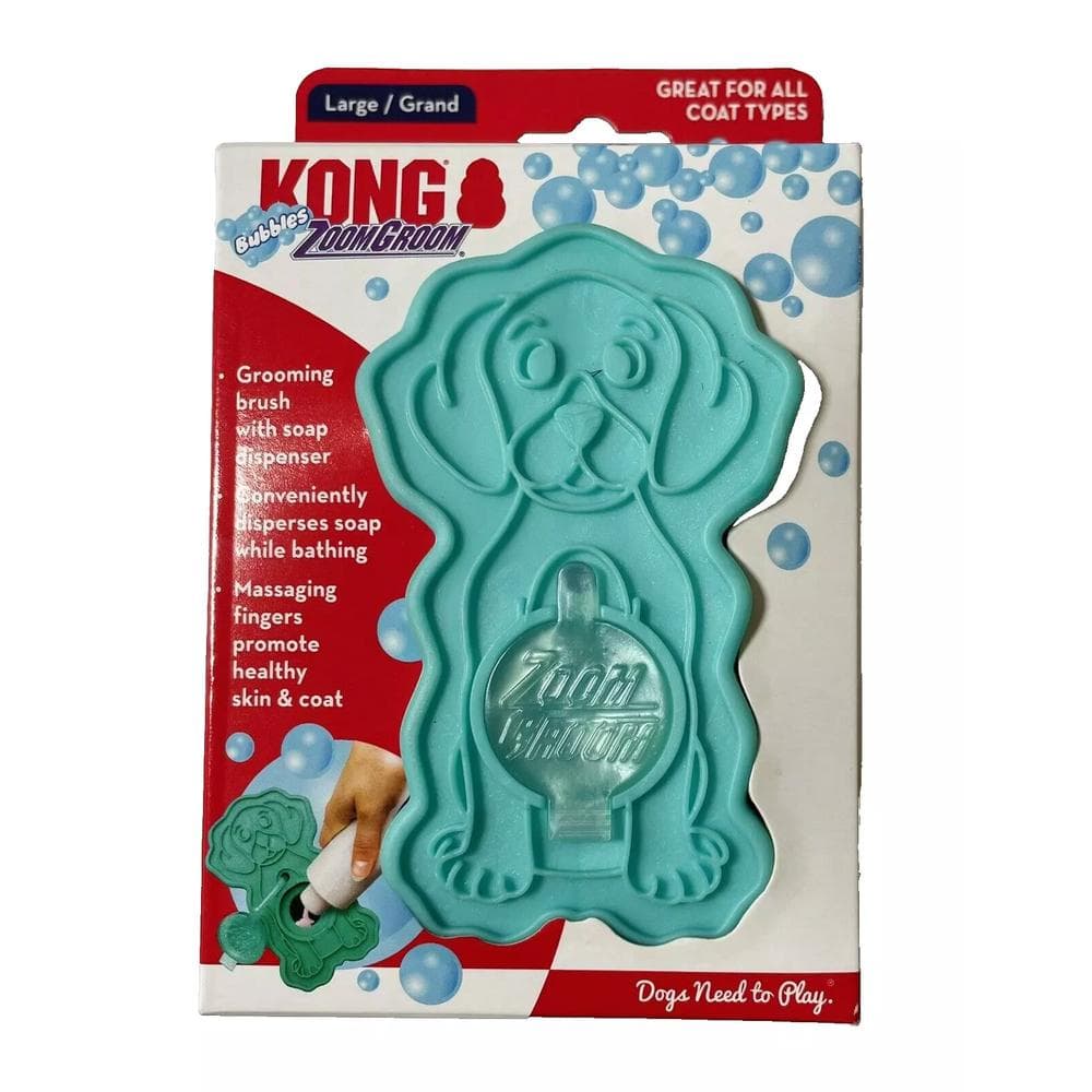 KONG ZoomGroom Bubbles Dog Grooming Brush with Soap Dispenser Size Large 1 Count