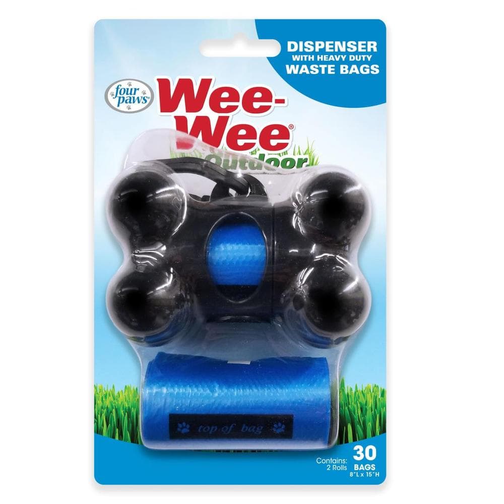 Four Paws Wee-Wee Outdoor Dog Waste Bag Dispenser with Heavy Duty Waste Bags 30 Count