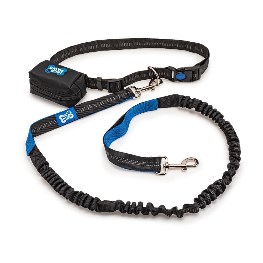 Nice Paws Hands-Free Bungee Reflective Leash Blue/Red - 1 Count