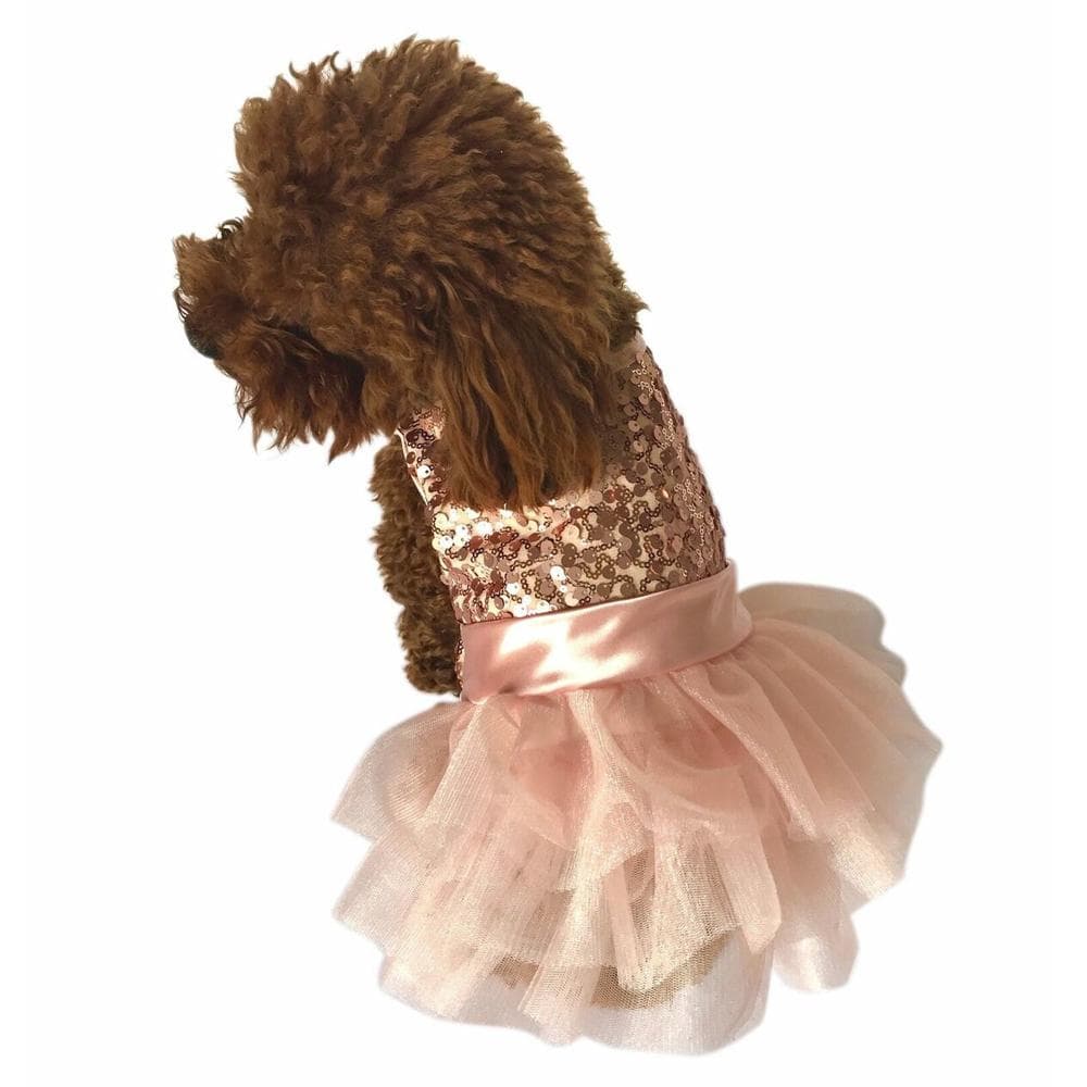 Marilyn Fufu Tutu Dog Dress, Rose Gold Sequins Medium - 1 Count