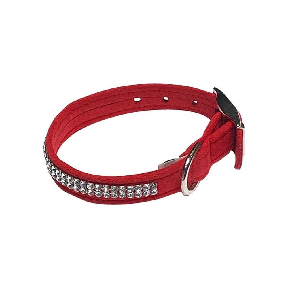 Glamour Girl Ultrasuede Collar with Swarovski Crystal, Red Small - 1 Count