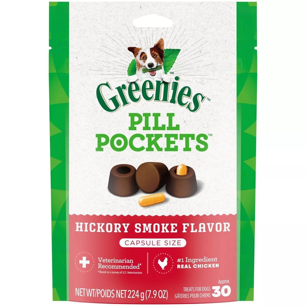 Greenies Pill Pockets Capsule Size Hickory and Chicken Flavor Chewy Dog Treats 7.92oz