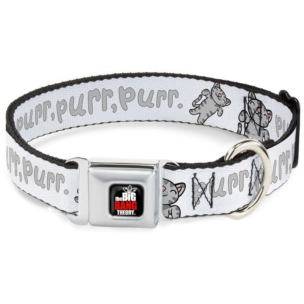 THE BIG BANG THEORY Black/White/Red Seatbelt Buckle Collar - Soft Kitty PURR, PURR, PURR 1" Wide - Fits 9-15" Neck - Small - 1 Count