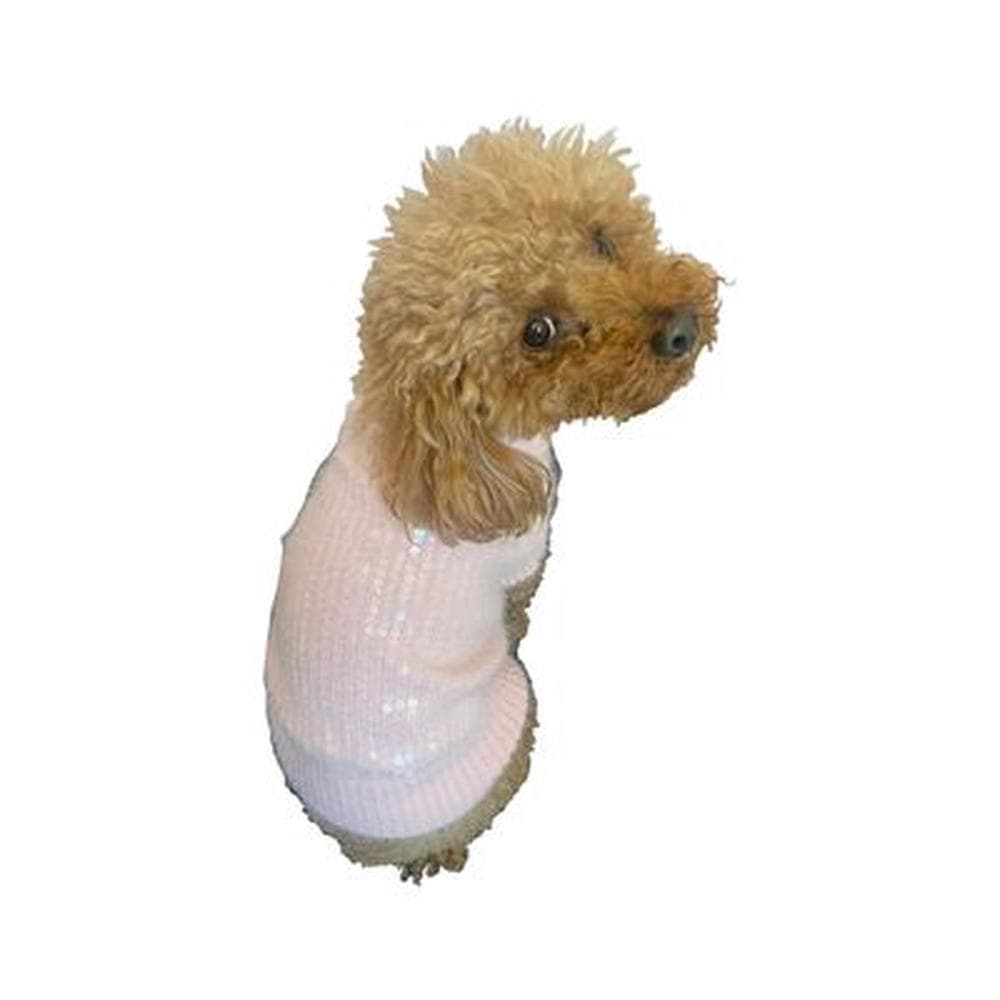 Sophia Shimmer Sequin Turtleneck in shell Pink M - 1 Count