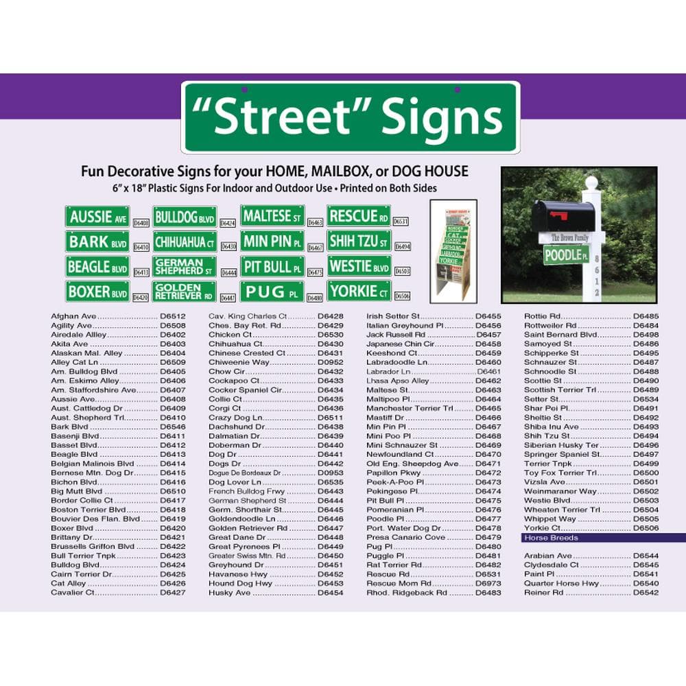 Dog Street Signs - 6" x 18" Old English Sheepdog Ave - 1 Count