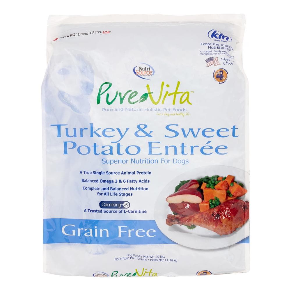 Pure Vita Dog Dry GrainFree Turkey & Sweet Potato 25lbs
