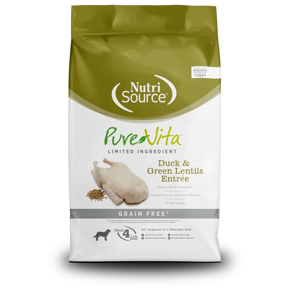 Pure Vita Dog Dry GrainFree Duck & Green Lentils 12lbs
