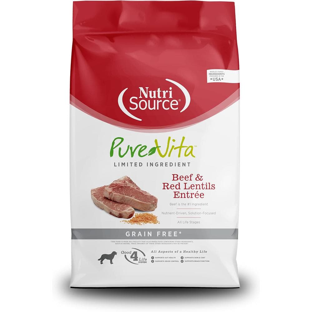 Pure Vita Dog Dry GrainFree Beef & Red Lentils 25lbs