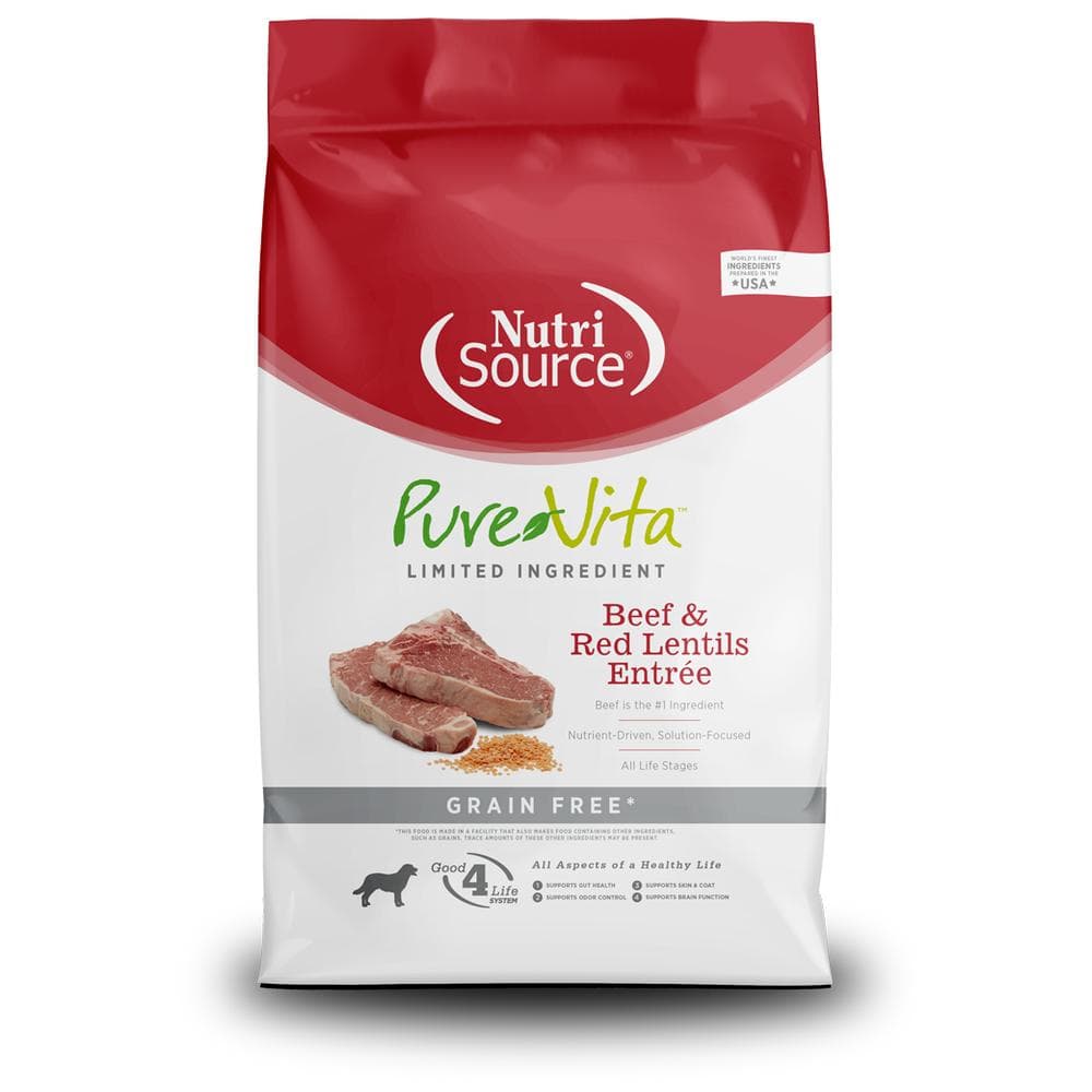 Pure Vita Dog Dry GrainFree Beef & Red Lentils 4lbs