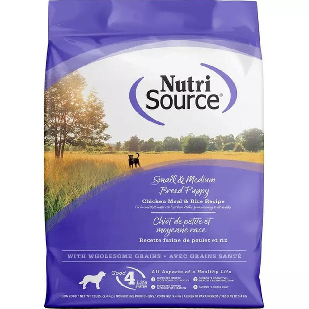 NutriSource Puppy Food for Small and Medium Breeds Chicken Meal and Rice 12lbs
