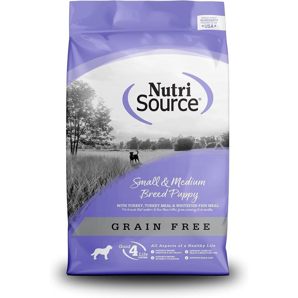 NutriSource Grain Free Dry Puppy Food for Small and Medium Breeds Turkey, Whitefish and Menhaden Fish Meal 12lbs