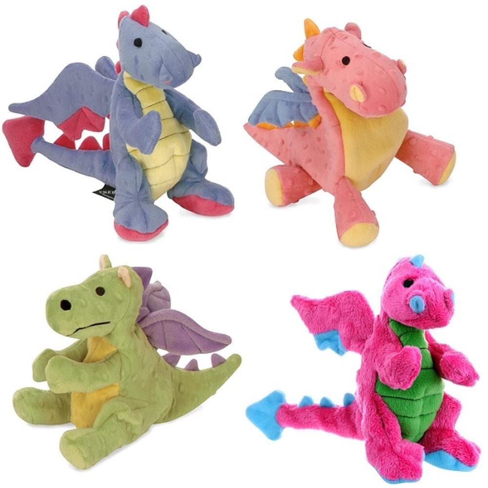 GoDog Dragon Chew Guard Squeaky Plush Dog Toy Periwinkle Blue Large - 1 Count