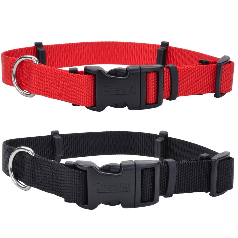 Solid Color Hideaway Flea Collar Protectors 5/8" X 8-12" Adj. Collar, Red - 1 Count