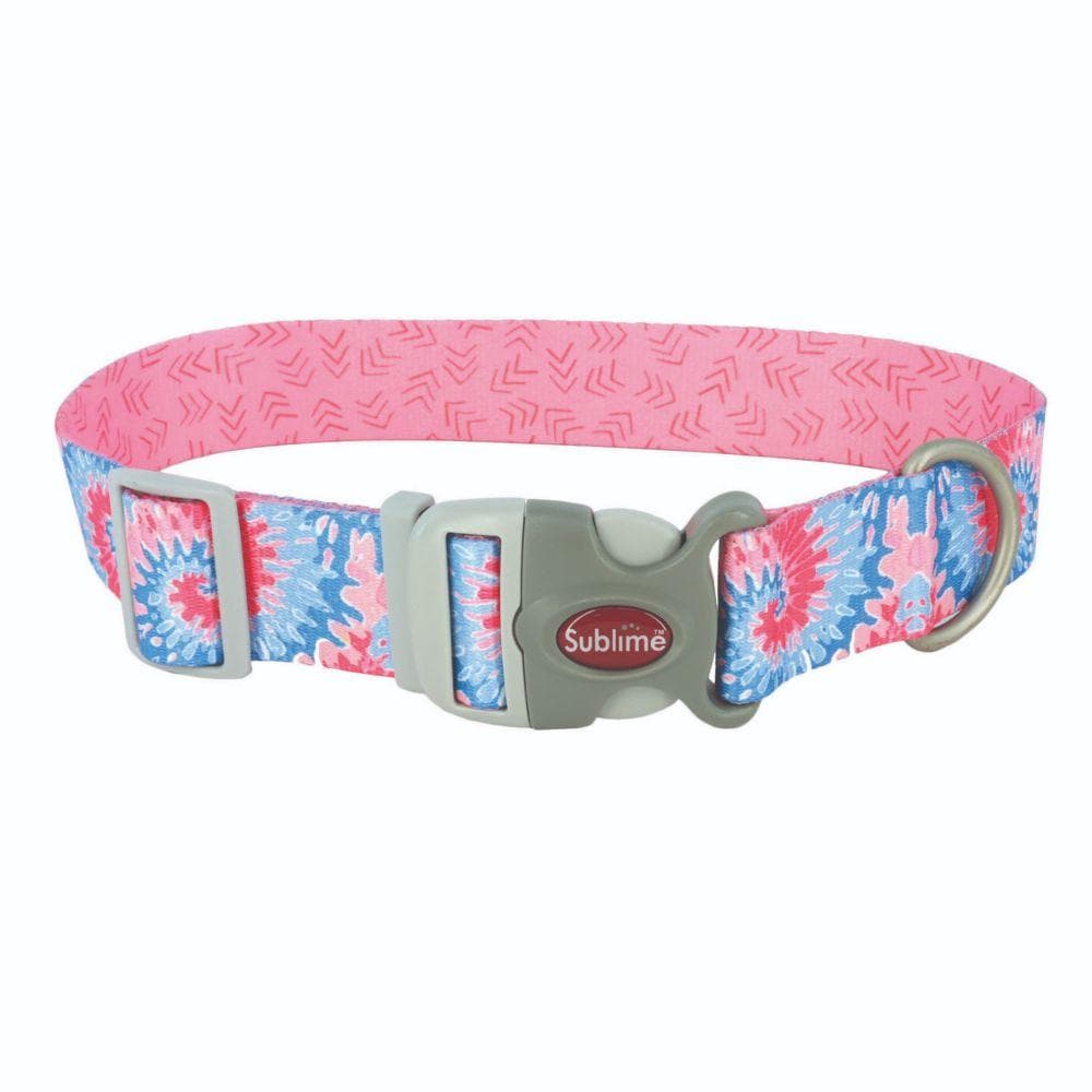 Pink Tie Die with Pink Arrows Sublime Adjustable Dog Collars and Leashes Medium Collar (1" X 12"-18") - 1 Count