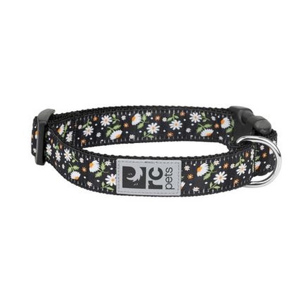 RC Pets 5/8" Adjustable Dog Clip Collar White Daisy Pattern X-Small