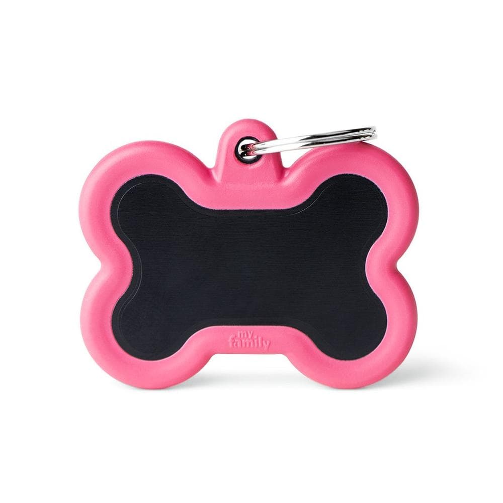 Hushtag Big Black Aluminum Bone Id Tag With Pink Rubber 1 Count