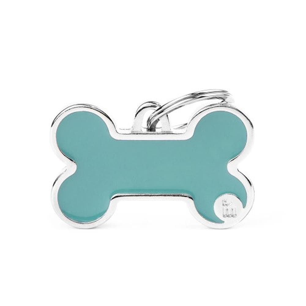 MyFamily Basic Handmade Big Light Blue Bone Id Tag 1 Count
