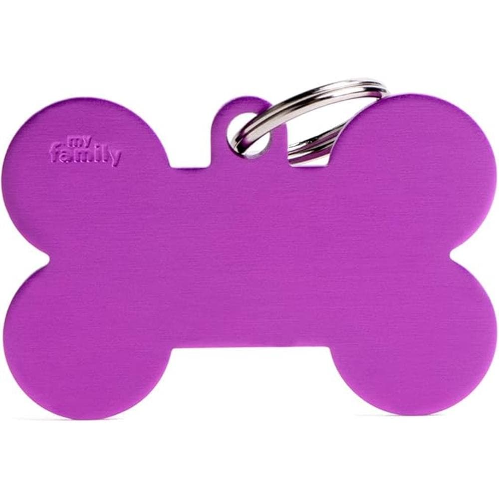 My Family Personalized Pet ID Tag Made in Italy Purple XL Bone 1 Unit