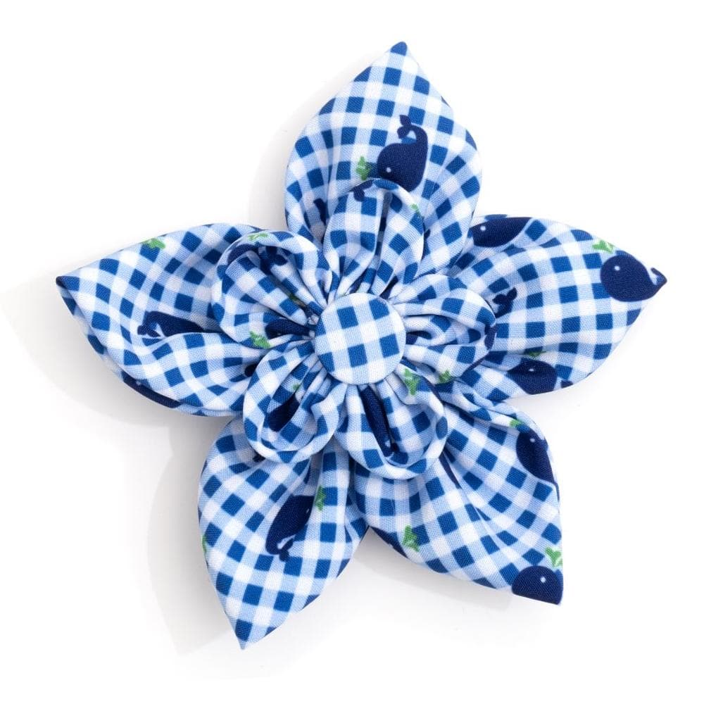 Blue Gingham Whales Flower Large - 1 Count