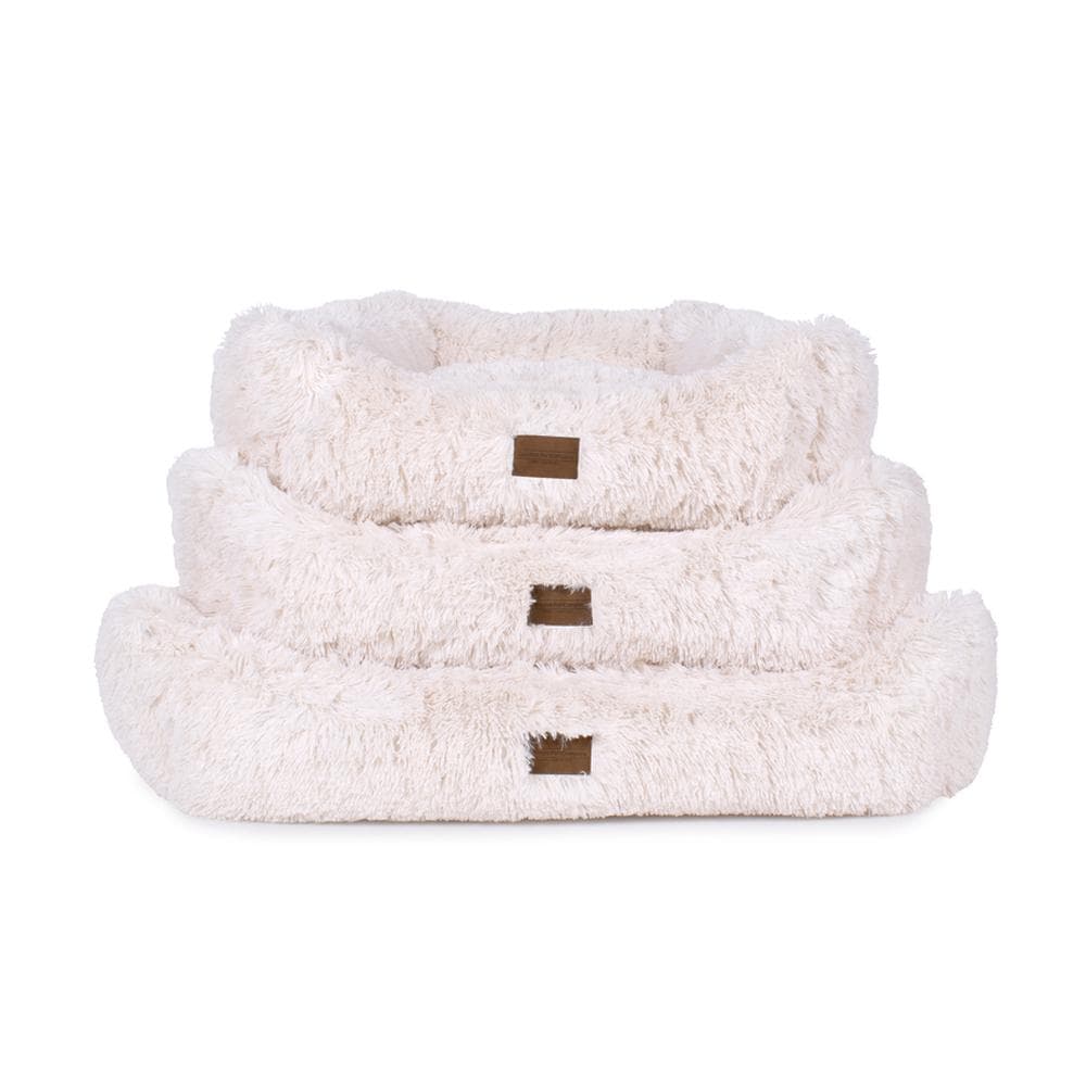 Teddy Bear Faux Fur Kuddler Dog Bed - White Large (36”w x 28”d x 10”h) - 1 Count