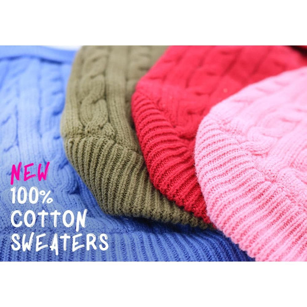 100% Combed Cotton Cable Knit Dog Sweater Group - Solids Medium, Oatmeal - 1 Count