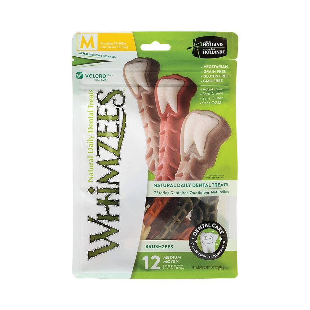 Whimzees Brushzees Daily Dental Dog Treats, 12.7oz Bags X-Small