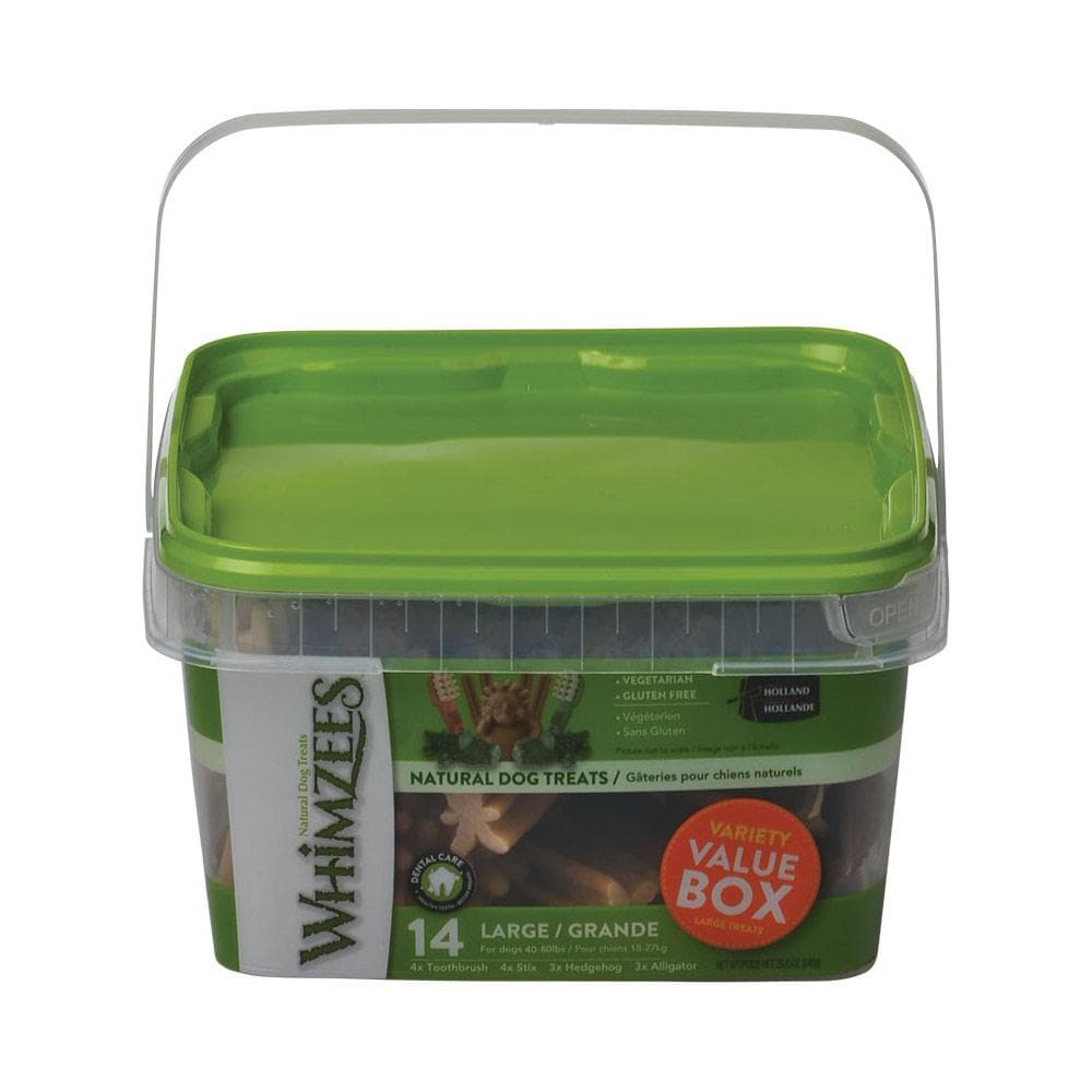 Whimzees Variety Pack Dental Dog Treats - Value Pack Pail Large - 14 Count Pail