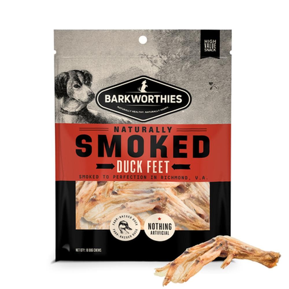 Barkworthies Duck Feet Individual Smoked Bag 10 Count