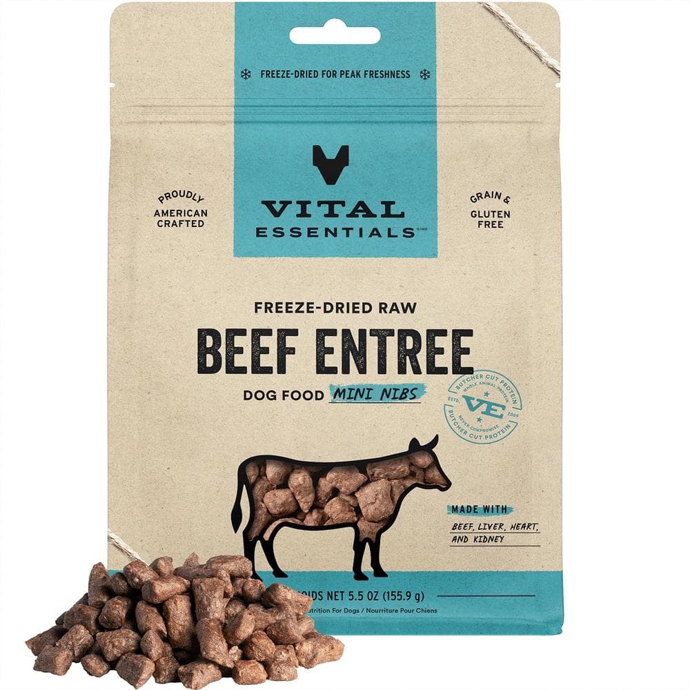Vital Essentials Dog FreezeDried Food Entree Mini Nibs Beef 5.5oz