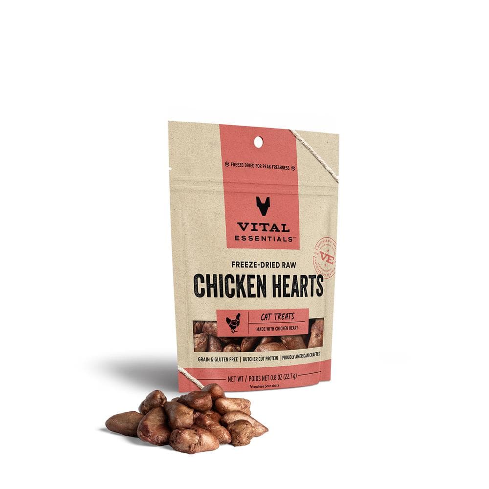 Vital Essentials Cat Treats FreezeDried Chicken Hearts 0.8oz