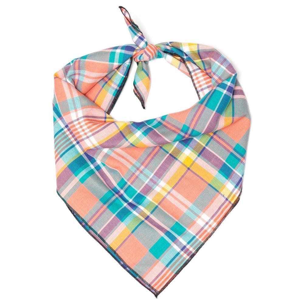 PEACH MULTI PLAID BANDANA Small - 1 Count