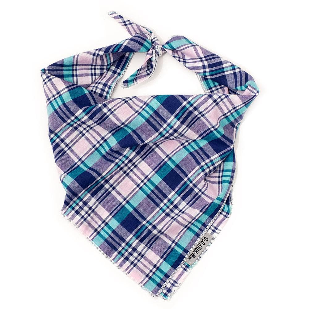 Madras Plaid Navy/Pink/Turquoise Classic Bandana Large - 1 Count