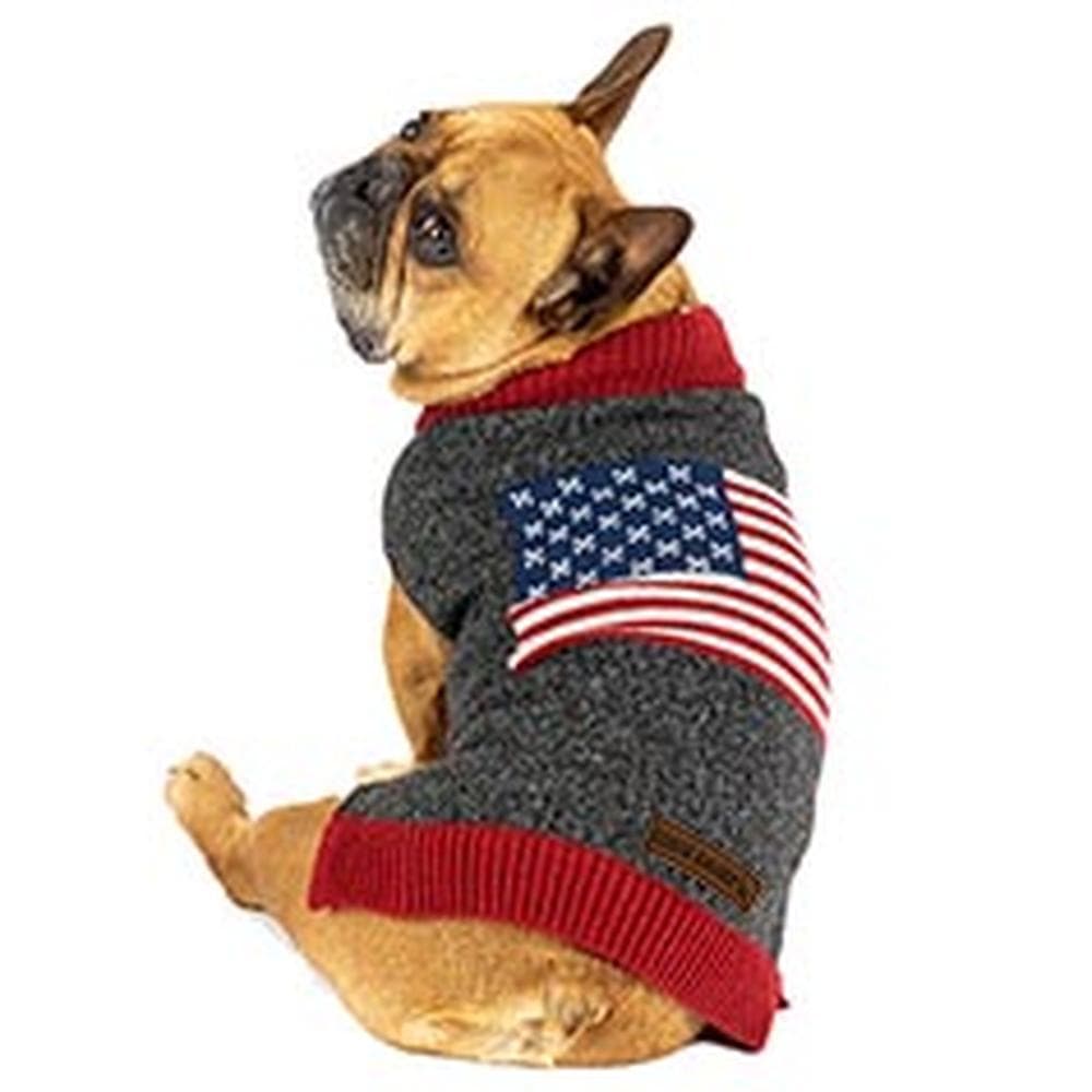 Eddie Bauer, American Flag Crewneck (Charcoal) Medium (15" Length) - 1 Count