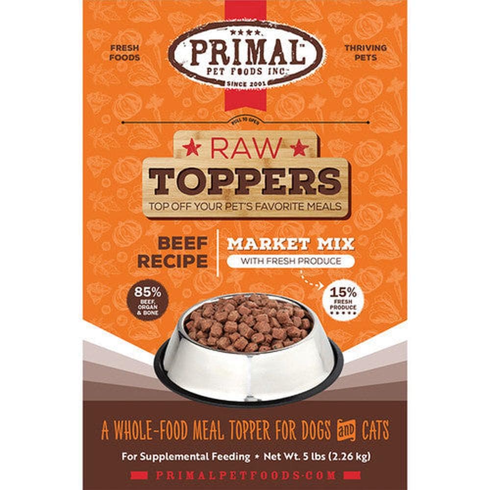 Primal Dog Cat Frozen Market Mix Topper Beef 5lbs