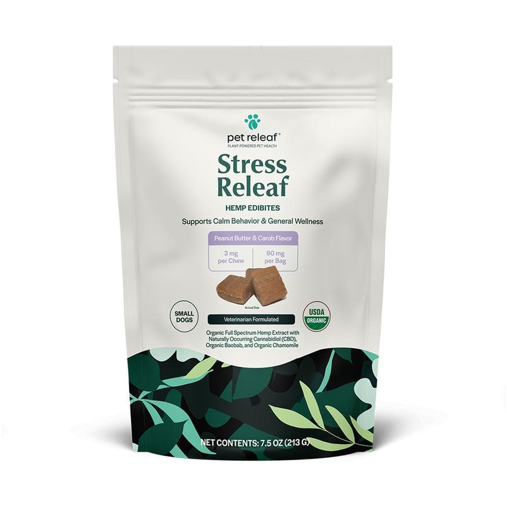 Pet Releaf Stress Releaf Organic Hemp Edibites Peanut Butter & Carob Flavor for Small Dogs 7.5oz