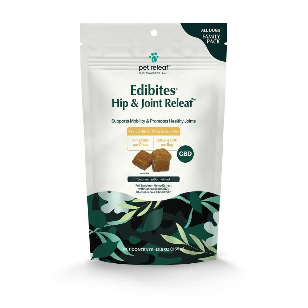 Pet Releaf Hip & Joint CBD Edibites Peanut Butter Banana for All Size Dog 2.5oz