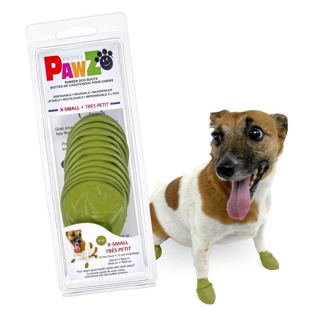 PawZ Olive Green Rubber Dog Boots Medium (Olive) - 1 Count