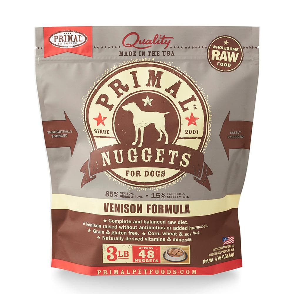 Primal Dog Raw Frozen Nuggets Venison 3lbs