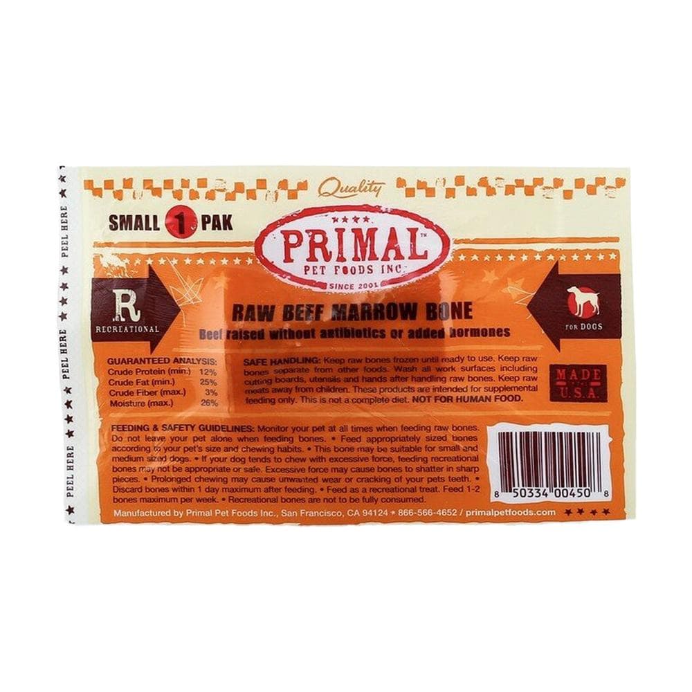 Primal Pet Foods Raw Recreational Beef Marrow Bones Small 1 Count