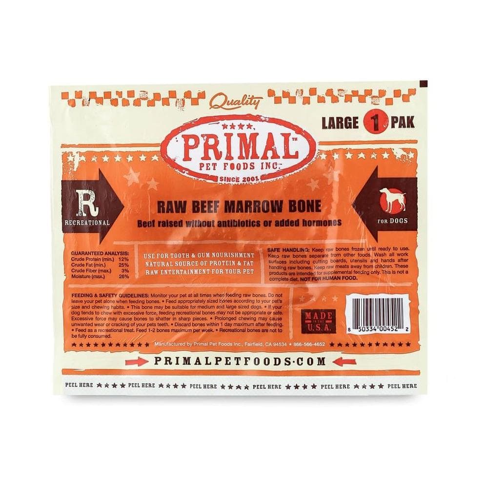 Primal Pet Foods Raw Recreational Beef Marrow Bones Large 1 Count