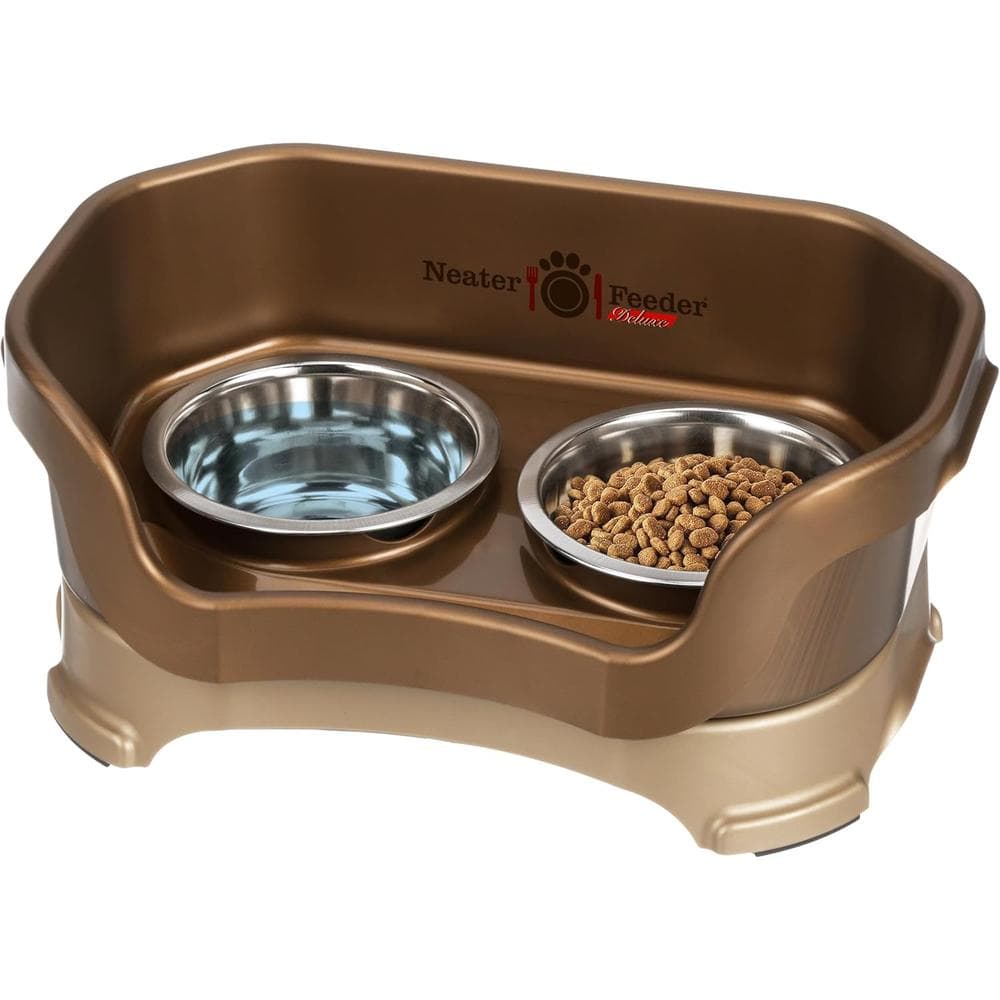 Neater Feeder Deluxe Mess Proof Dog Bowls Elevated Bronze Small