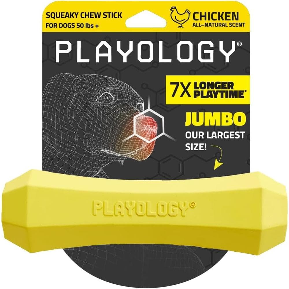 Playology Squeaky Chew Stick Chicken Scented Dog Toy Large
