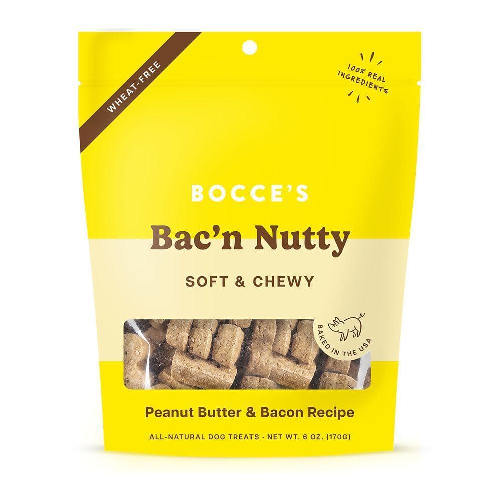 Bocce's Bakery Bac'n Nutty Dog Treats Peanut Butter & Bacon 6oz