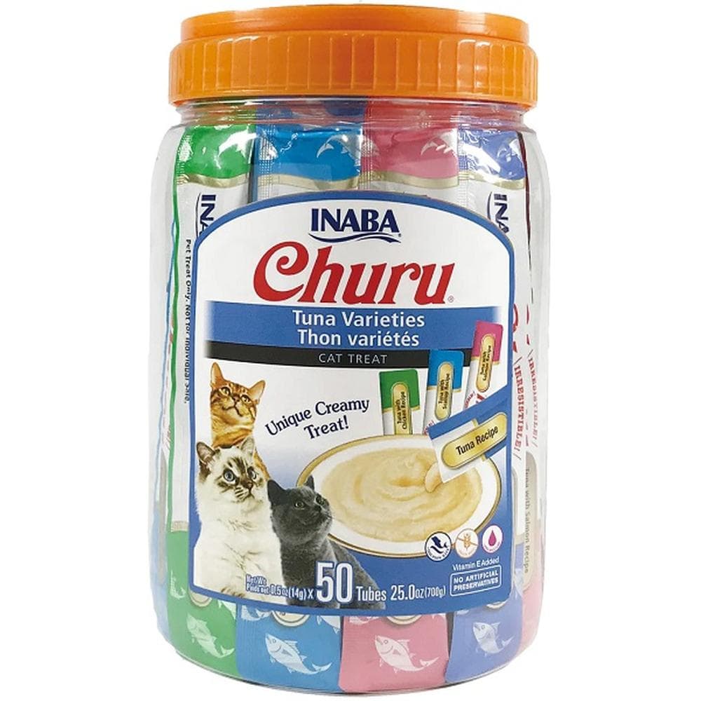 Inaba Churu Puree Cat Treats Variety Pack - Tuna & Chicken, 0.5oz, 50 Pack