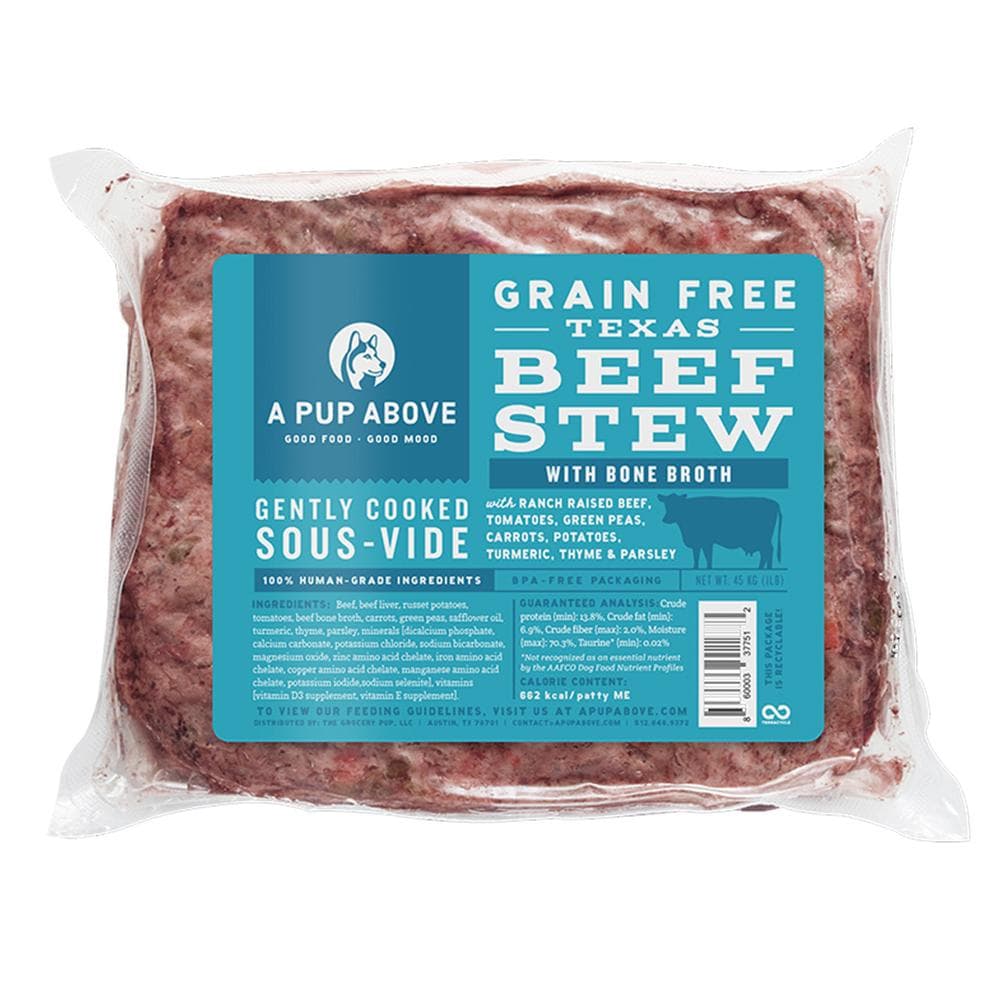 A Pup Above Frozen Gently Cooked Texas Beef Stew Individual 1lb